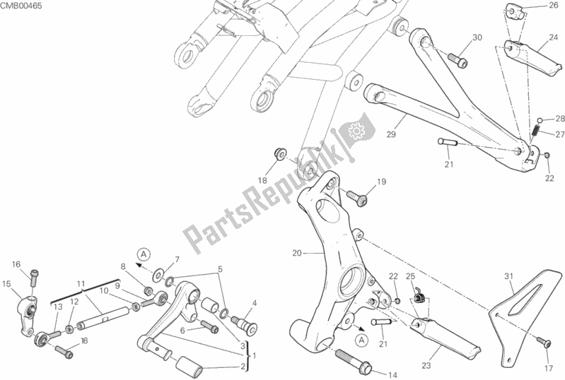 All parts for the Footrests, Left of the Ducati Monster 1200 R USA 2017